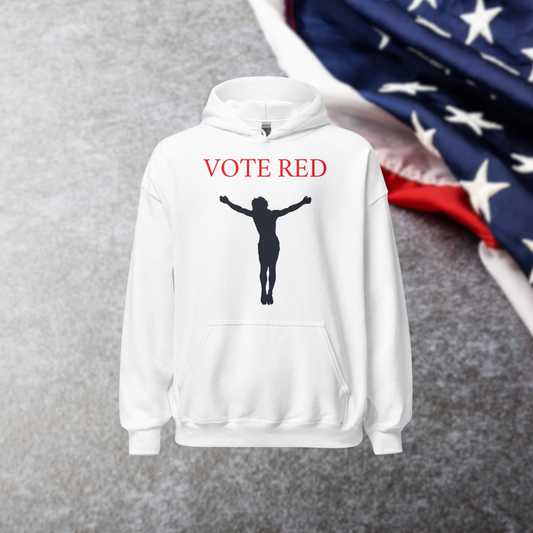 Vote Red Crucifix - Hoodie (White)