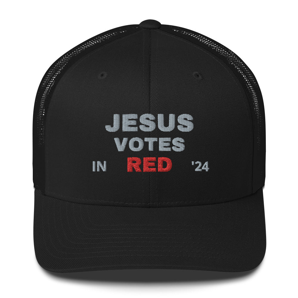 JESUS VOTES RED (Embroidered) - Trucker