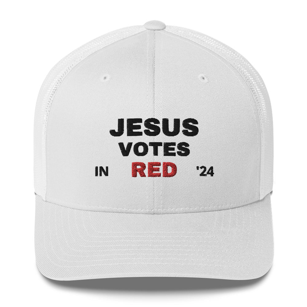 JESUS VOTES RED - Trucker Hat (Embroidered)