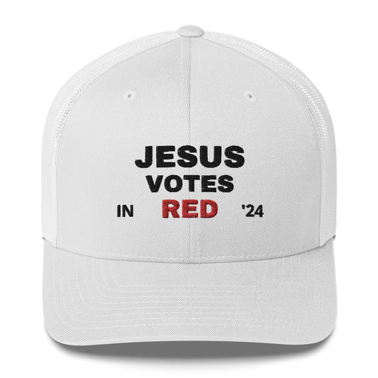 JESUS VOTES RED - Trucker Hat (Embroidered)